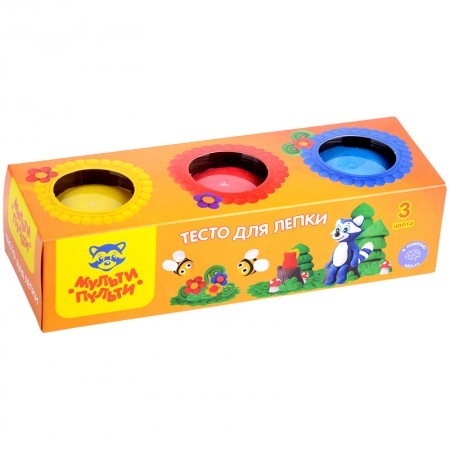 Тесто для лепки Мульти-Пульти &quot;Енот на пасеке&quot;, 3 цвета*90г, картон, 242999