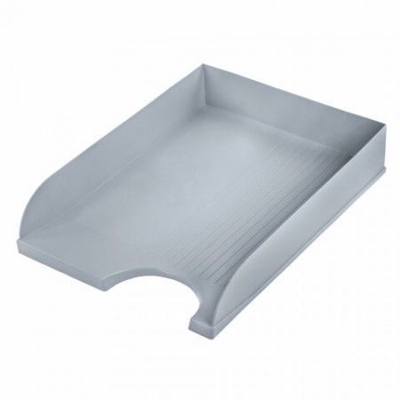 Лоток горизонтальный для бумаг BRAUBERG "Standard", 350х253х65 мм, серый, 238347