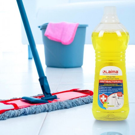 Средство для мытья пола и стен 1 кг LAIMA PROFESSIONAL концентрированное, &quot;Антибактериальный эффект. Лимон&quot;, 607967