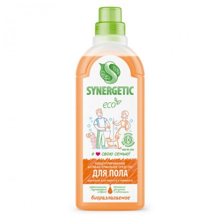 Средство для мытья пола и поверхностей 1 л SYNERGETIC, c дезинфицирующим эффектом, биоразлагаемое, 101100 605555