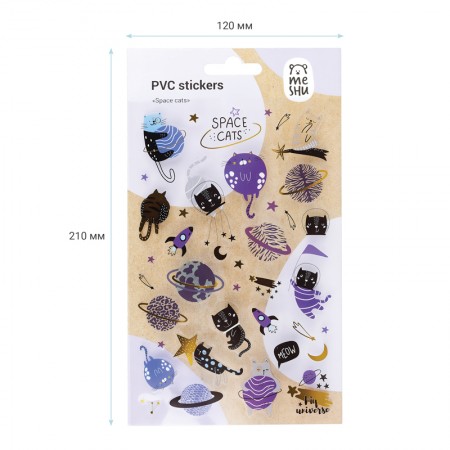 Наклейки ПВХ MESHU &quot;Space cats&quot;, 10*21см, 35 наклеек, инд. 332390  MS_42740
