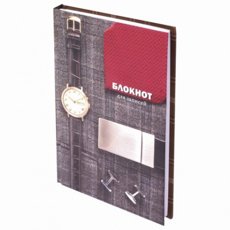 Блокнот А5 (135х206 мм), 80 л., твердый, клетка, выборочный лак, STAFF, &quot;Мужской стиль&quot;, 111602