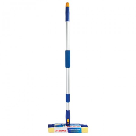 Окномойка LAIMA вращающаяся, телескопическая ручка, рабочая часть 25 см (стяжка, губка, ручка), для дома и офиса, 601494