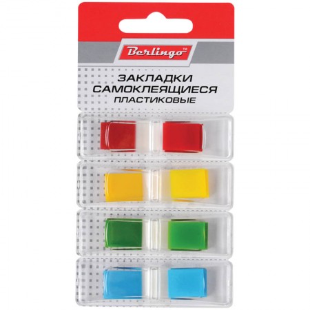 Флажки-закладки Berlingo, 45*12мм, 35л*4 неоновых цвета, в индивидуальных диспенсерах, европодвес, 205666