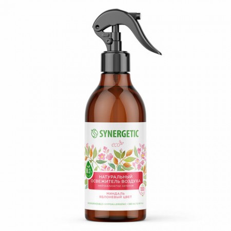 Освежитель воздуха 380 мл SYNERGETIC "Миндаль и яблоневый цвет", биоразлагаемый, нейтрализатор запахов, спрей, 900001 608653