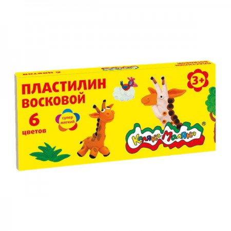 Пластилин 6 цв.  Каляка-Маляка восковой 90 г, со стеком, 3+ ПВКМ06 110086