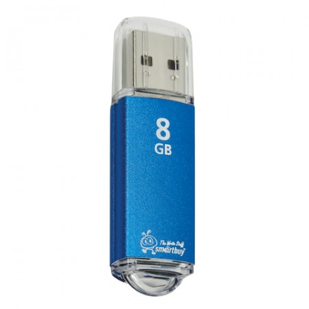 Флеш-диск 8 GB, SMARTBUY V-Cut, USB 2.0, металлический корпус, синий, SB8GBVC-B, 512182