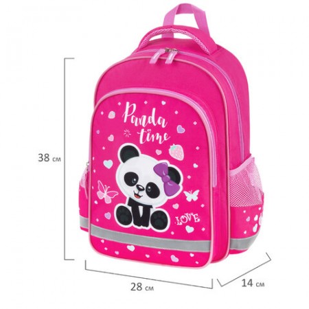 Рюкзак ПИФАГОР SCHOOL, 1 отделение, 3 кармана, &quot;Panda time&quot;, 38x28х14 см, 271406