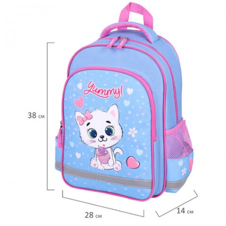 Рюкзак ПИФАГОР SCHOOL, 1 отделение, 3 кармана, &quot;Yummy cupcake&quot;, 38x28х14 см, 271405