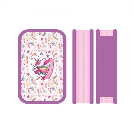 Пенал двухсекционный большой, печать на ткани + печать на тканевом торце 195/125/35 (ПО-490, ЕДИНОРОГ) 00-00012843