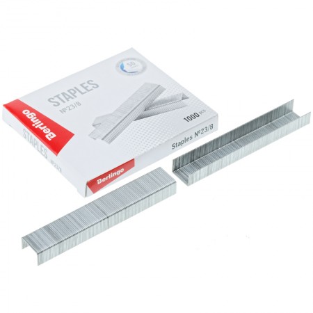 Скобы для степлера №23/8 Berlingo, оцинкованные, 1000шт., 138283