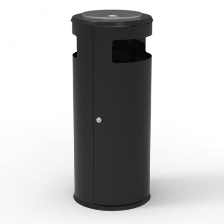 Урна уличная с пепельницей, кольцом для мешка, створка с замком, 955х455х455 мм, 70 литров, черная, &quot;Метрополь-2&quot; 237926