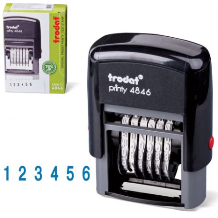 Нумератор 6-разрядный, оттиск 25х4 мм, синий, TRODAT 4846, корпус черный  230549
