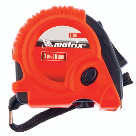Рулетка измерительная 3,0 м х 16 мм, MATRIX &quot;Rubber&quot;, обрезиненный корпус, 3 механизма фиксации, 31003  670180