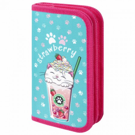 Пенал ЮНЛАНДИЯ, 2 отделения, полиэстер, 19х11 см, &quot;Yummy cat&quot;, 271023