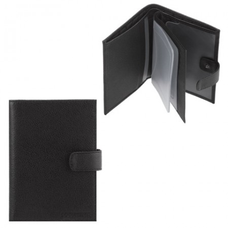 Бумажник водителя FABULA &quot;Largo&quot;, натуральная кожа, тиснение, 6 пластиковых карманов, кнопка, черный, BV.8.LG/ 236029