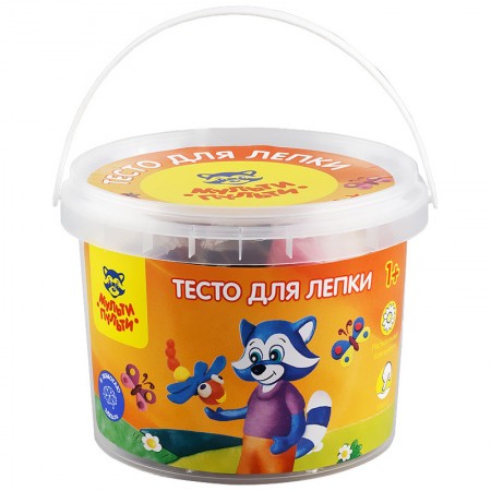 Тесто для лепки Мульти-Пульти &quot;Енот в деревне&quot;, 12 цветов*30г, пластиковое ведро 242998 ТЛ_12209