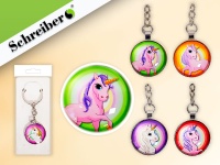 Брелок акриловый круглый ПОНИ, d=3,2 см, длина - 9,5 см, в индивид. упак S 8082