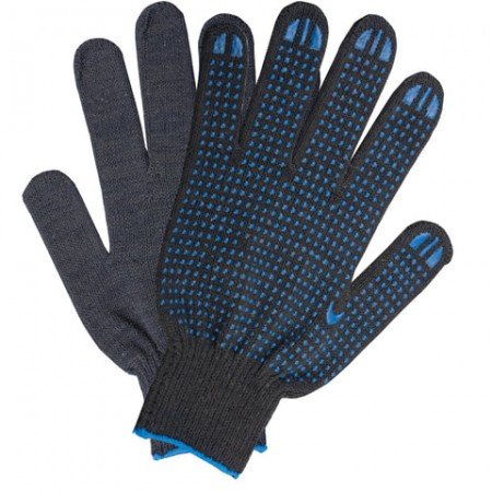 Перчатки хлопчатобумажные, КОМПЛЕКТ 5 ПАР, 10 класс, 40-42 г, 116 текс, ПВХ точка, ЛАЙМА ЛЮКС, ЧЕРНЫЕ, 601914