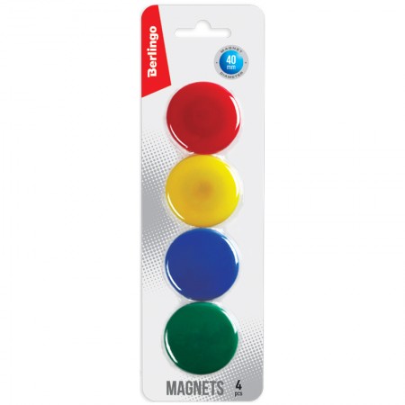 Магнит для досок Berlingo 4см, 4шт., европодвес, 135179