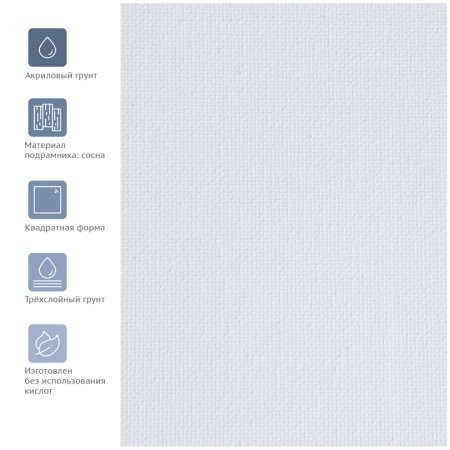 Холст на подрамнике Гамма &quot;Студия&quot;, 40*40см, 100% хлопок, 280г/м2, мелкое зерно 304709  60220206