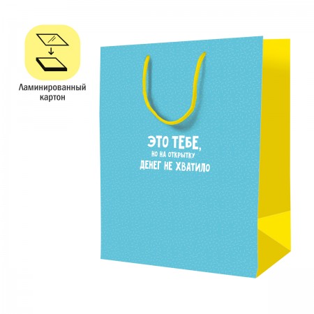 Пакет подарочный 18*23*10см ArtSpace &quot;Это тебе, но на открытку денег не хватило&quot;, ламинированный 340265  L_46150
