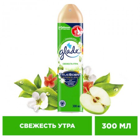 Освежитель воздуха аэрозольный 300 мл, GLADE (Глейд) &quot;Свежесть утра&quot; 602163/099732