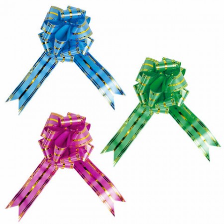 Бант-шар d = 15 см для подарка золотые полосы, фуксия, бирюза, зеленый, ЗОЛОТАЯ СКАЗКА, 591836