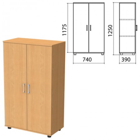 Шкаф закрытый &quot;Монолит&quot;, 740х390х1250 мм, цвет бук бавария (КОМПЛЕКТ)   980111