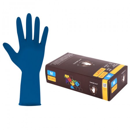Перчатки латексные смотровые 25 пар (50 шт.), размер M (средний), синие, SAFE&amp;CARE High Risk DL/TL210  630694