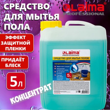 Средство для мытья пола 5 кг, ЛАЙМА PROFESSIONAL концентрат, &quot;Морской бриз&quot;, 602296