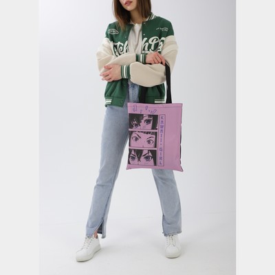 Сумка шоппер &quot;Девушка&quot; 33*0,5*40, отд без молнии, без подклада, сиреневая 7656514