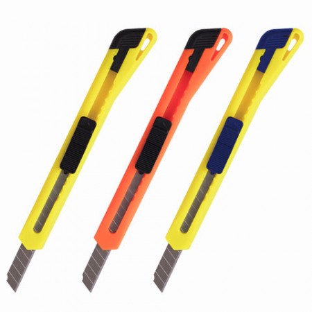 Нож канцелярский 9 мм BRAUBERG &quot;Classic&quot;, фиксатор, корпус ассорти, упаковка с европодвесом, 230914