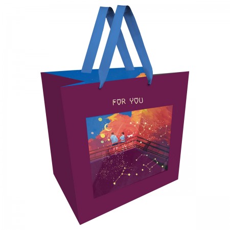 Пакет подарочный 23*18*10см MESHU &quot;Love story&quot;, отд. фольгой, с окошком 354641  MS_51929