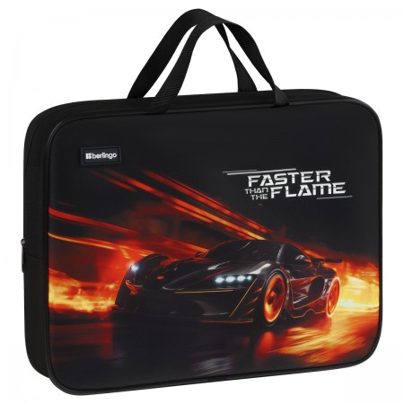 Папка текстильная с ручками 1 отделение, А4 Berlingo &quot;Faster Than The Flame&quot;, 350*265*80мм, текстиль, на молнии 379334 BR-FB-0505
