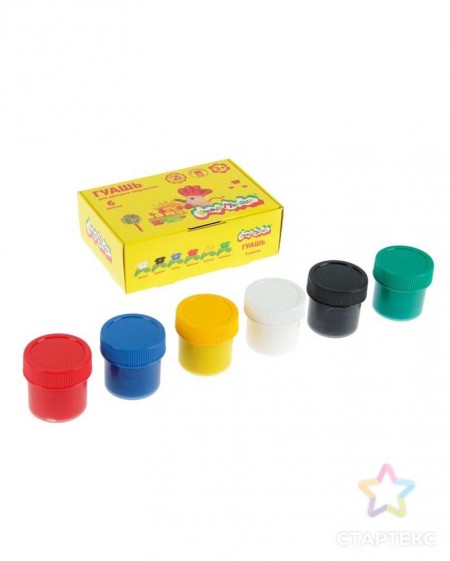 Гуашь 06 цветов Каляка-Маляка 17,5 мл  ассорти набор баночек ГКМ06/17/045991