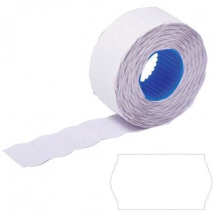 Этикет-лента 22х12 мм, волна, белая, по 800 шт., BRAUBERG, 123572