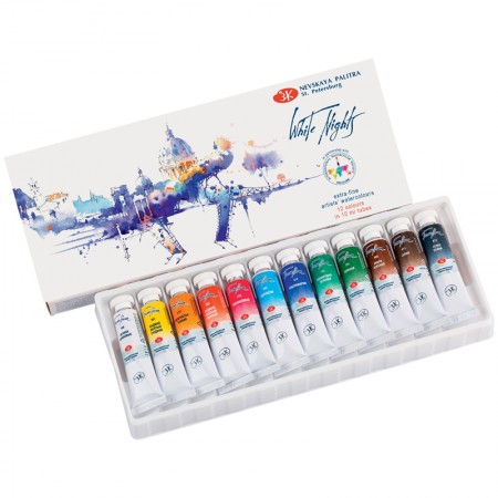 Акварель Белые ночи, художественная, 12цв.*10мл, пластик/картон IWS 322431 19411243