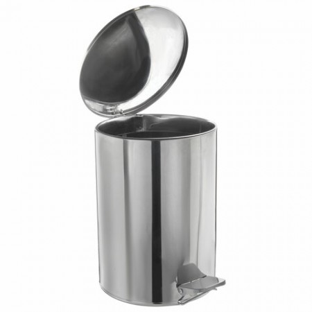 Ведро для мусора с педалью, УСИЛЕННОЕ, ТИТАН, 20 литров, кольцо под мешок, нержавеющая сталь, хром 607727