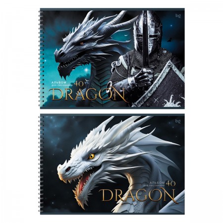 Альбом для рисования 40л., А4, на гребне BG &quot;Дракон и воин&quot; 365491 АР4гр40 58159