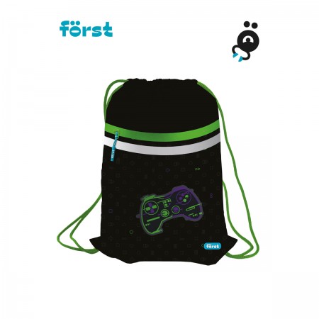 Мешок для обуви 1 отделение Först &quot;Super gamer&quot;, 350*460мм, вентиляционная сеточка, светоотражающая лента, карман на молнии 351306/FT-MS-020308