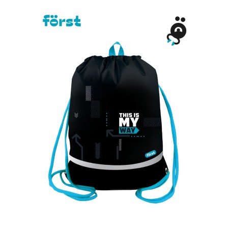 Мешок для обуви 1 отделение Först &quot;Way to win&quot;, 400*480мм, расширяющееся дно, светоотражающая лента, карман на молнии 351298/ FT-MS-010302