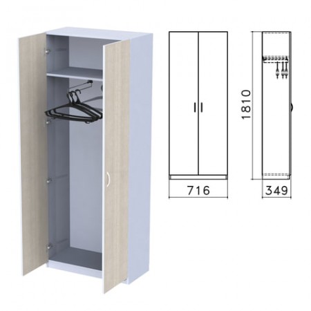 Шкаф для одежды &quot;Бюджет&quot;, 716х349х1810 мм, дуб шамони светлый (КОМПЛЕКТ)  980602