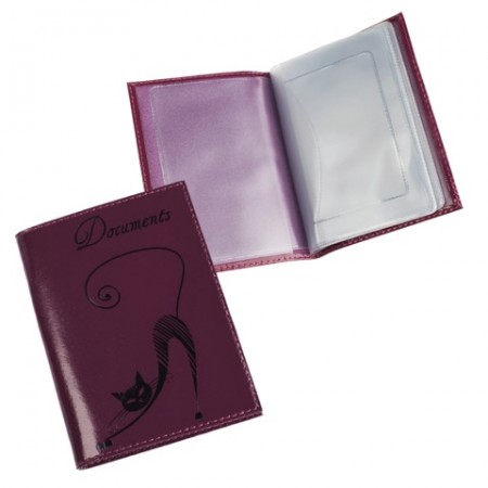 Бумажник водителя BEFLER &quot;Изящная кошка&quot; натур. кожа, тиснен, 6 пласт карм,фиолет,BV.35.-1,ш/к-72731, 232027