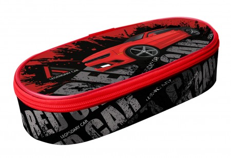 Пенал-косметичка, жесткий, объемный с дизайном, внутренняя планка, печать на ткани 210/85/50  (К-62, RED CAR 2023) 00-00016557 00-00017662