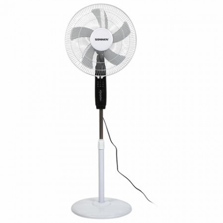Вентилятор напольный, 3 режима, пульт ДУ, SONNEN TF-45W-40-520, d=40 см, 45 Вт, белый, 454788, FS-40-520  454788