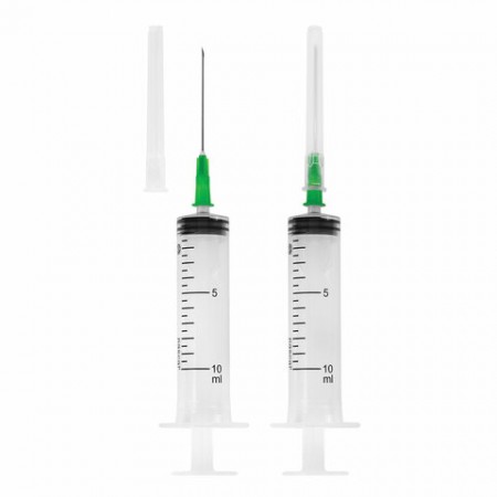 Шприц 3-х компонентный PASCAL, 10 мл, КОМПЛЕКТ 100 шт., в пакете, игла 0,8х40 – 21G, 120508 630502