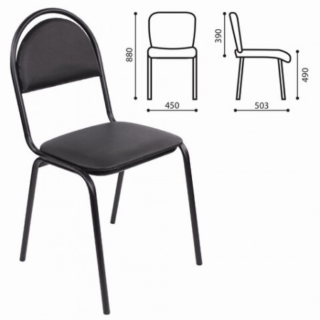 Стул для посетителей РС00М, черный каркас, кожзам черный 531890