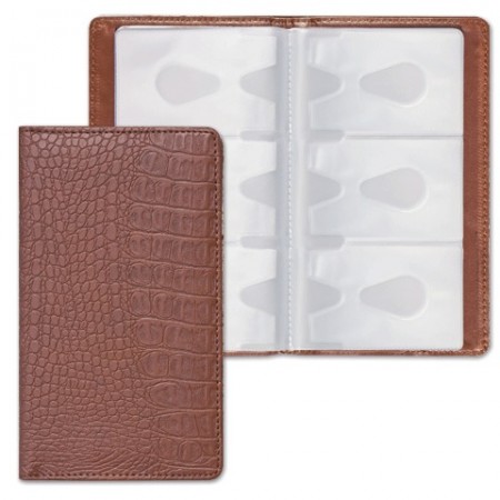 Визитница/кредитница трехрядная BRAUBERG &quot;Cayman&quot;, под крокодиловую кожу, на 96 визиток, коричневая, 231762