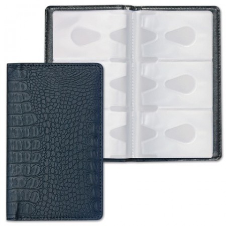 Визитница/кредитница трехрядная BRAUBERG &quot;Cayman&quot;, под крокодиловую кожу, на 96 визиток, черная, 231761